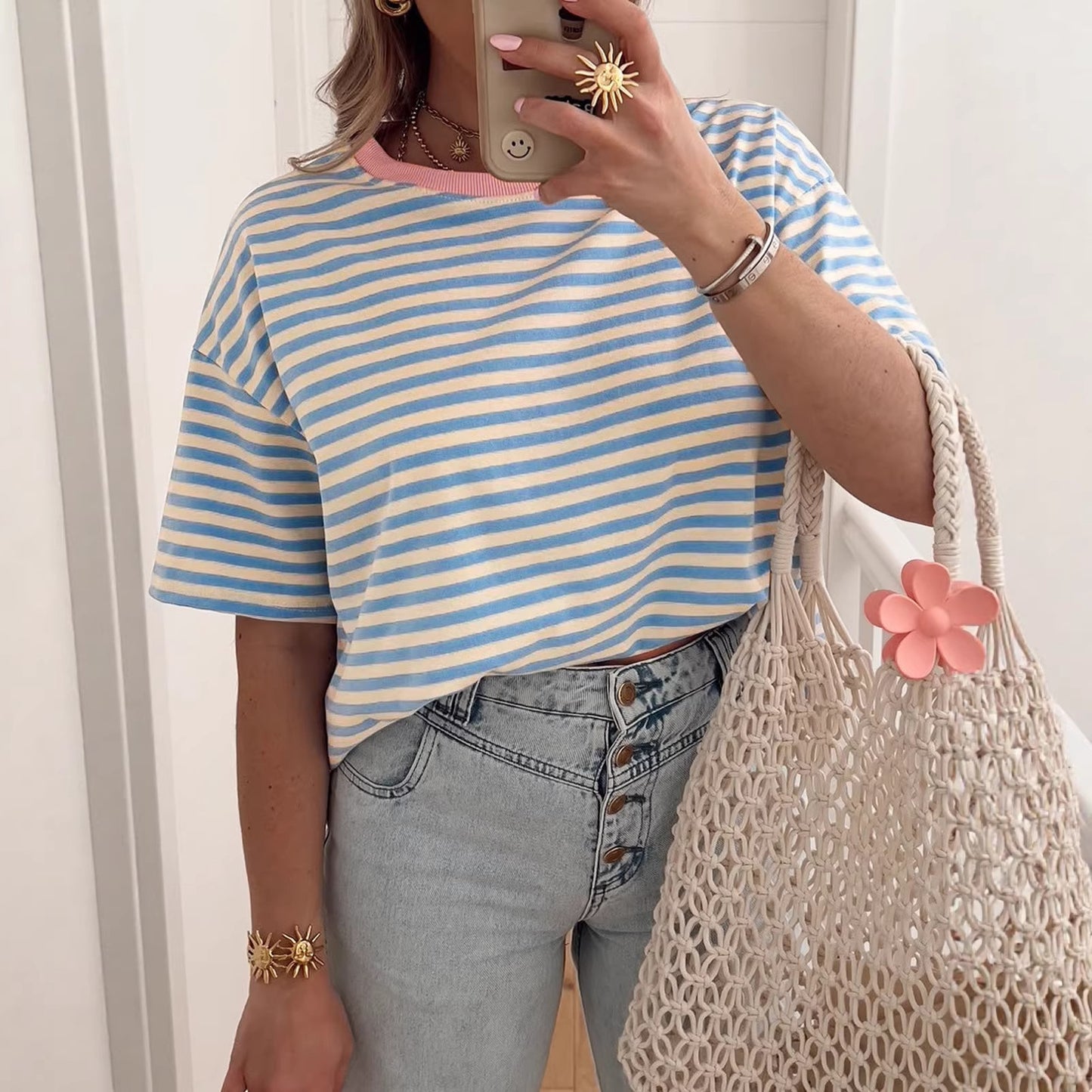 Women's Striped Colour-Block Pullover