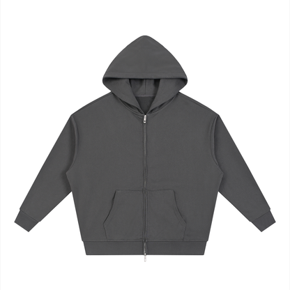Waran Unisex Loose Solid Full Zip Hoodie