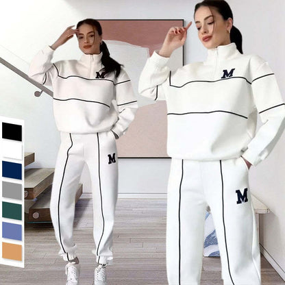 Ensemble 2 pièces femme : Sweat-shirt sans capuche et pantalon de survêtement ample avec poches