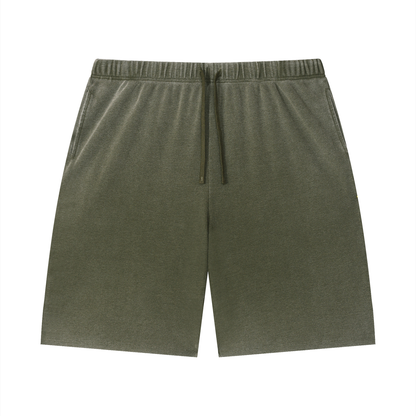 Unisex Vintage Wash Sunfade Waffle Raw Hem Shorts