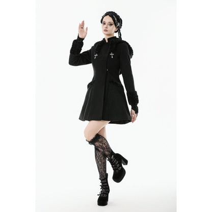 Manteau gothique Dark in Love avec oreilles de chat en fausse fourrure