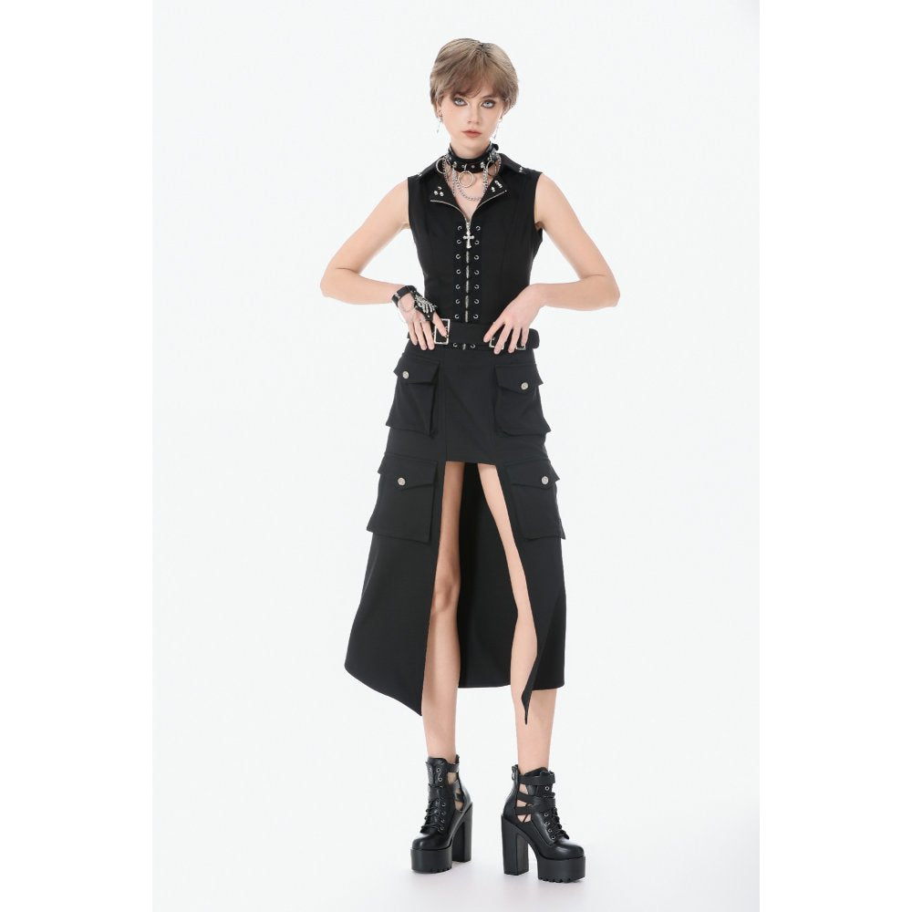 Dark in Love Gilet Corset Punk clouté à lacer
