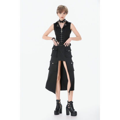 Dark in Love Gilet Corset Punk clouté à lacer