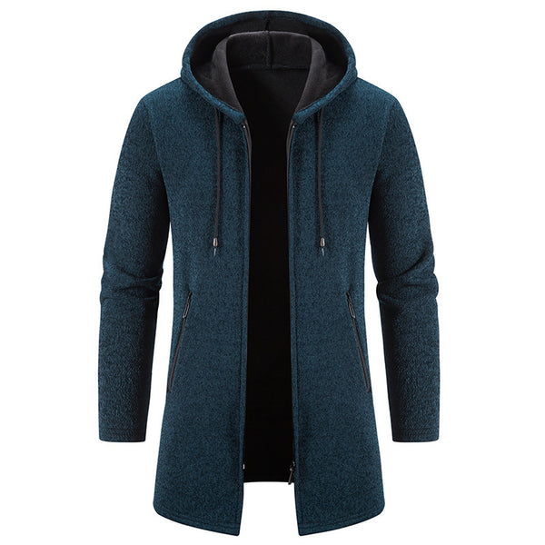 Men's Cardigan Mid-length Hooded Jacket