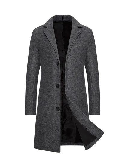 Men's Woolen Slim-fit Trench Coat