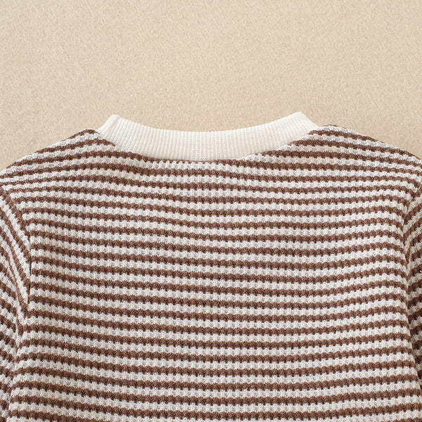 Girls' Striped Pocket Long Sleeve Sweater