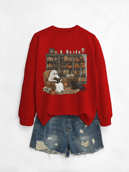 Womens Bookshelf Ghost Sweater