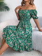 Robe à Imprimé Floral Col Carré Robes d'Été à Volants Mode Vêtements Féminins