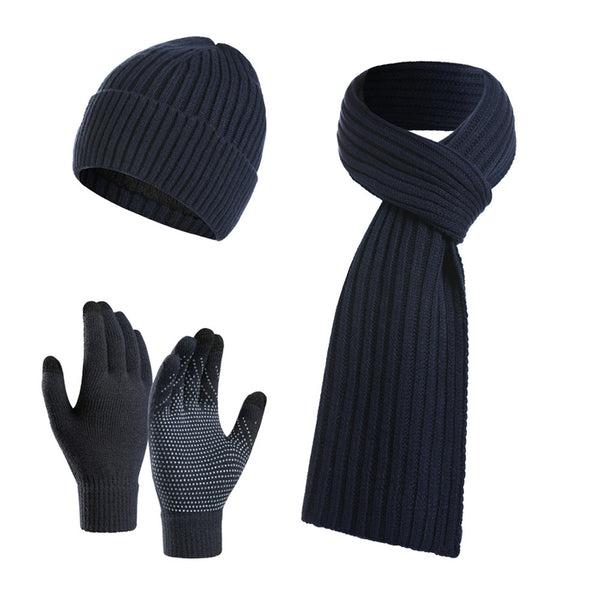 Ensemble bonnet, écharpe et gants tricotés de couleur unie pour l'hiver