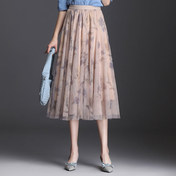 Gauze Skirt Women's Half-length High Waist Three-layer Large Swing Skirt Fashion Oversized Pleated Skirt