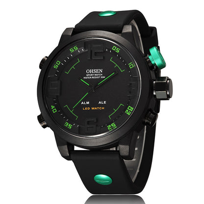 OHSEN Men's Dual Movement Waterproof Watch