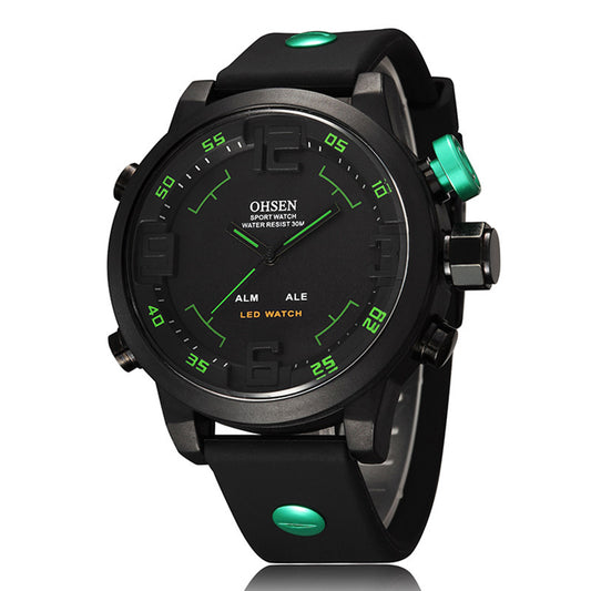 OHSEN Men's Dual Movement Waterproof Watch