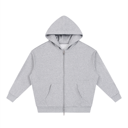 Waran Unisex Loose Solid Full Zip Hoodie