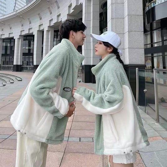 Mint Green Stitching Berber Fleece Coat