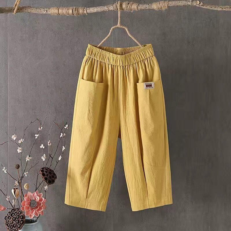 Linen Elastic Waist Casual Pants