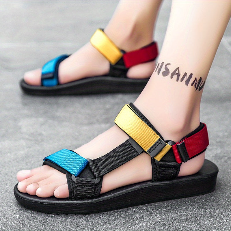 Men's Breathable Fabric Upper & Mesh Lining, Adjustable Straps with Buckles, Lightweight EVA Sole Sandals