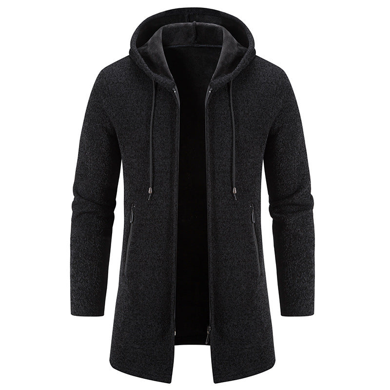 Men's Cardigan Mid-length Hooded Jacket