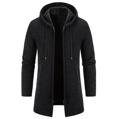 Men's Cardigan Mid-length Hooded Jacket