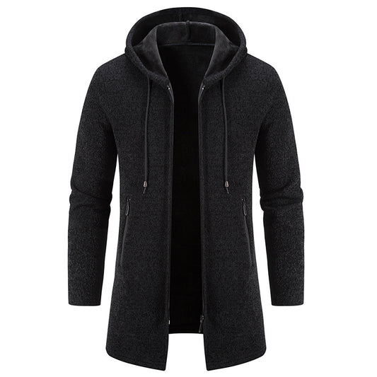 Men's Cardigan Mid-length Hooded Jacket