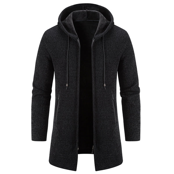 Men's Cardigan Mid-length Hooded Jacket