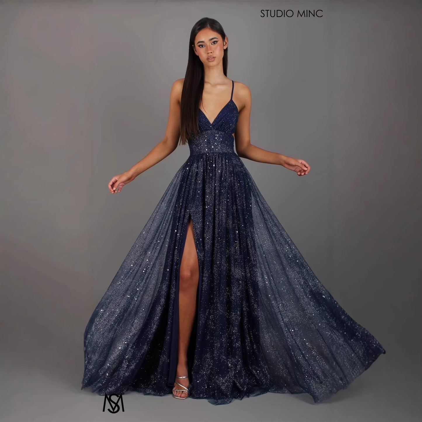 Women's High Waist Flared Hem Split Maxi Dress