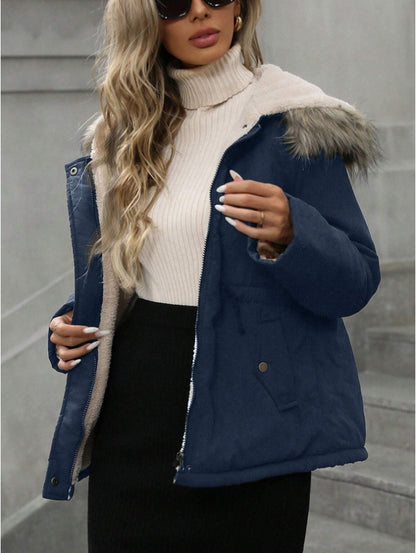 Aveloria Hooded Cinched Waist Casual Parka