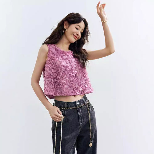 Women's Sleeveless Vest Short Loose Top