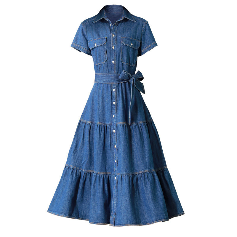 Cotton Long Skirt Denim Dress