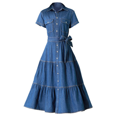 Cotton Long Skirt Denim Dress