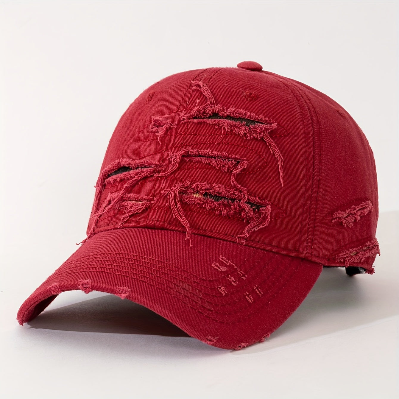 Casquette de baseball légère et réglable avec texte brodé au dos, tissu multicouche effet vieilli –
