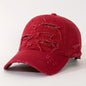 Casquette de baseball légère et réglable avec texte brodé au dos, tissu multicouche effet vieilli –