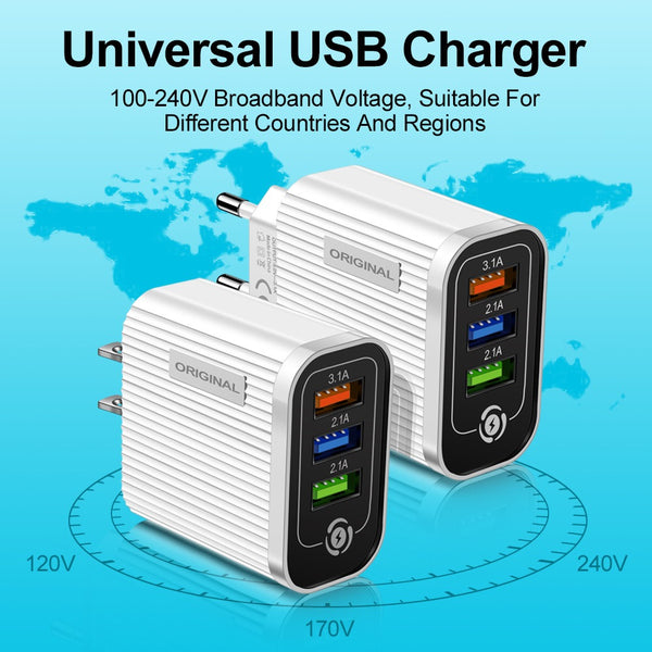 3-Port 2.1A USB Travel Charger