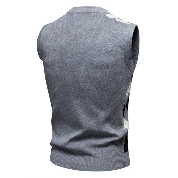 Youth Jacquard sweater Casual Crew Neck Vest