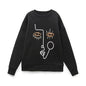 Zevity Women Fashion Abstract Pattern Embroidery Casual Fleece Sweatshirts Female Long Sleeve Hoodies Chic Pullovers Tops H3090