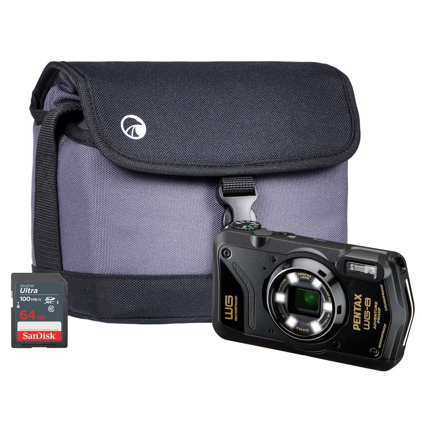 Pentax WG-8 20MP 5x Zoom Tough Compact Camera - Black