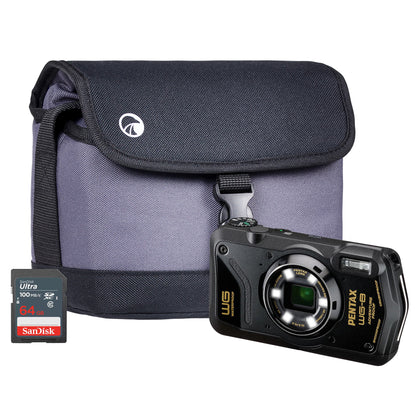 Pentax WG-8 20MP 5x Zoom Tough Compact Camera - Black