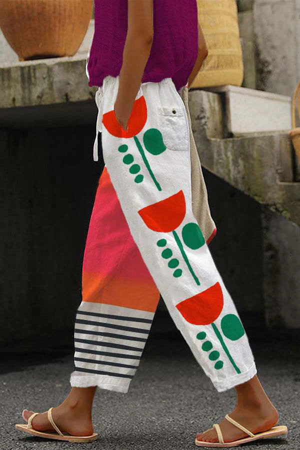 Linglong Linen Drawstring Leisure Trousers