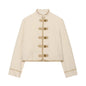 Casual loose buckle shoulder padded jacket for women