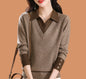 Fake two woolen sweaters women's color blocked base sweater