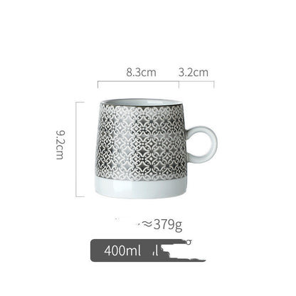 Retro Pastoral Water Cup Embossed Stoneware Mug