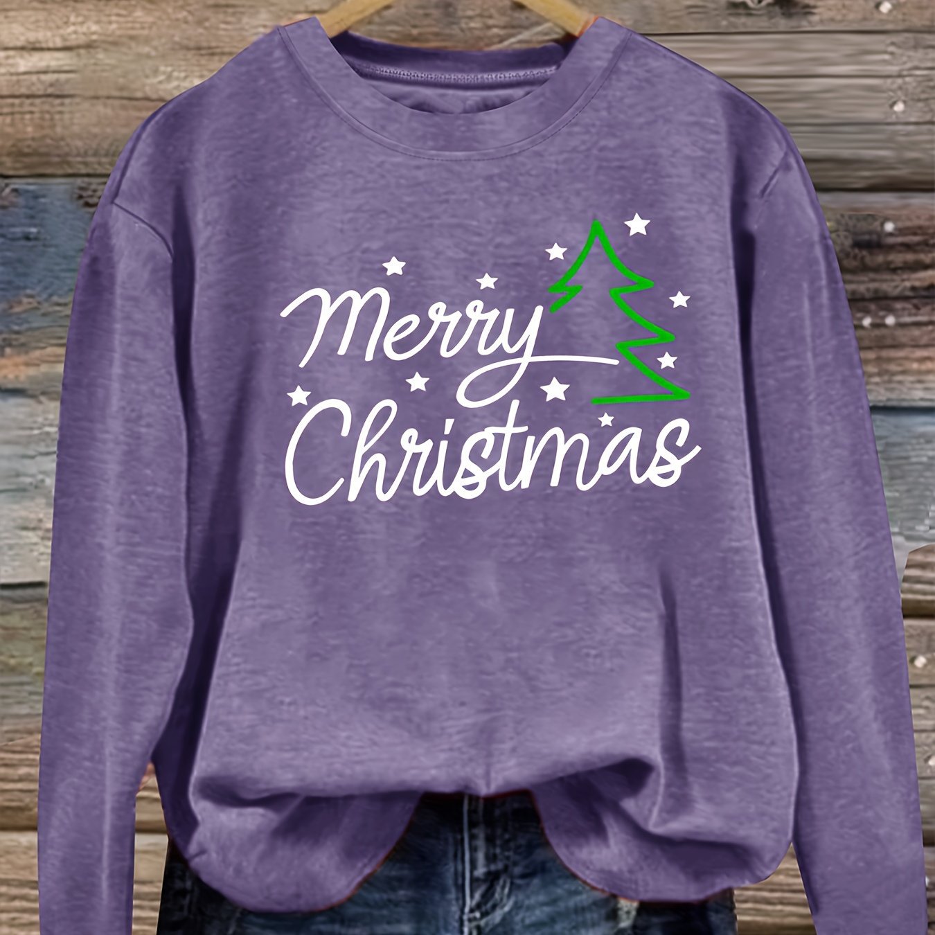 Women's Crew Neck Long Sleeve Top | Merry Christmas