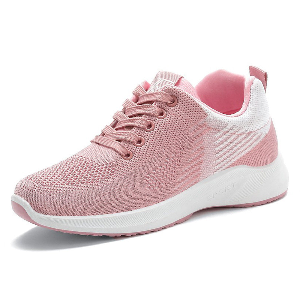 Chaussures de sport respirantes pour femmes à lacets tissées volantes et à la mode
