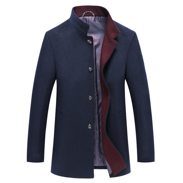 Men's Mid-Length Wool Trench Coat