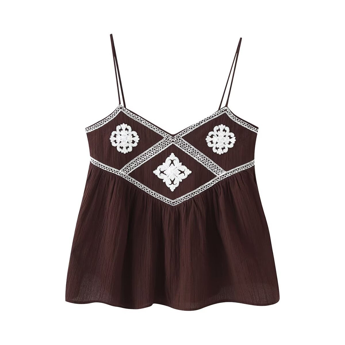 French style girl embroidered camisole top