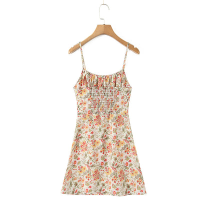 Floral Short A-Line Dress with Straps
