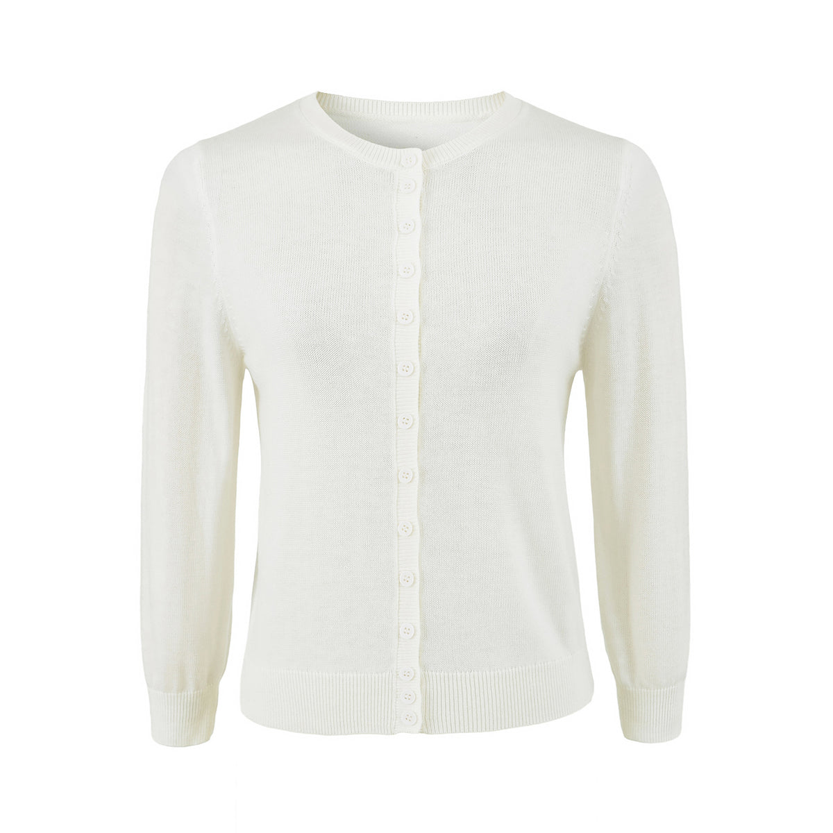Round Neck Cropped Knit Cardigan