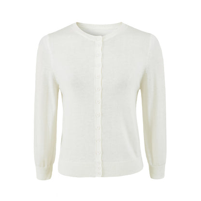 Round Neck Cropped Knit Cardigan