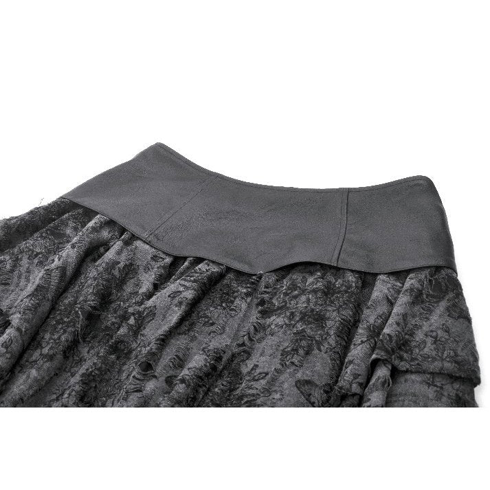 Jupe gothique Dark in Love Elandra avec ourlet mouchoir en dentelle superposée noir anthracite