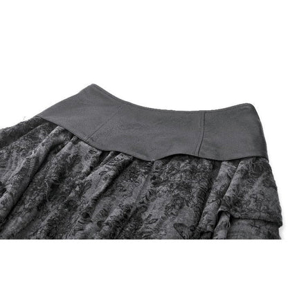 Jupe gothique Dark in Love Elandra avec ourlet mouchoir en dentelle superposée noir anthracite