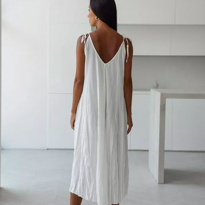 White Comfortable Sling Dress
